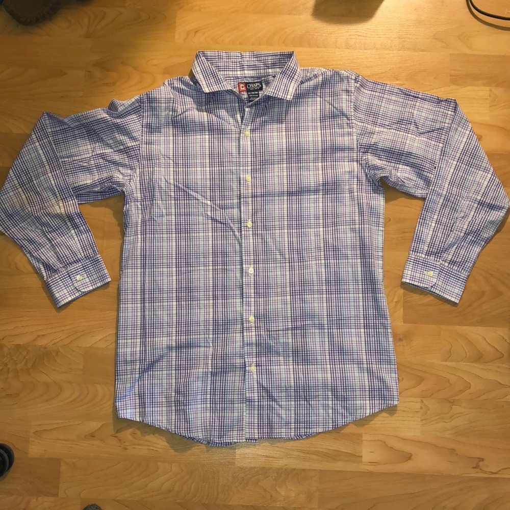 Purple and blue cross striped Chaps button down